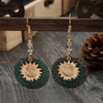 3 pares de aretes vintage bohemios de dos capas con girasoles, EA584 - Imagen 4