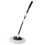 Fregona telescópica de mango largo para lavado de coches con varilla curva de pelo suave, Black White