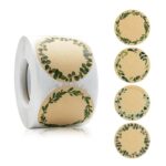 5 rollos de papel Kraft flor planta pegatina regalo embalaje decoración pegatina, 5.0cm