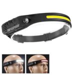 USB recargable sensor de movimiento faro COB pesca al aire libre linterna, W689-1 Red+White Light