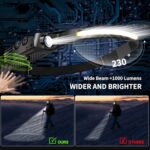 USB recargable sensor de movimiento faro COB pesca al aire libre linterna, W689-2 White+Warm Light - Imagen 4
