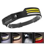 USB recargable sensor de movimiento faro COB pesca al aire libre linterna, W689-3 Red White Warm