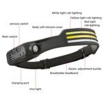 USB recargable sensor de movimiento faro COB pesca al aire libre linterna, W689-2 White Light - Imagen 3