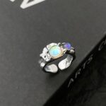 Joyería de cadena de anillo vintage de plata esterlina S925, J2982