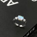 Joyería de cadena de anillo vintage de plata esterlina S925, J2978
