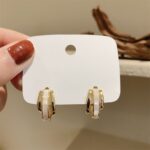 Aretes de concha de doble capa con aretes de diamantes, EH1350