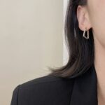 Aretes de concha de doble capa con aretes de diamantes, EH0702