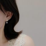 Aretes de concha de doble capa con aretes de diamantes, EH1264 - Imagen 4
