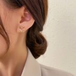 Aretes de concha de doble capa con aretes de diamantes, EH1207