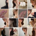 Aretes de concha de doble capa con aretes de diamantes, EH1207 - Imagen 2
