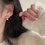 Aretes de concha de doble capa con aretes de diamantes, EH1286