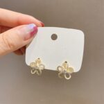 Aretes de concha de doble capa con aretes de diamantes, EH1357