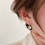 Aretes de concha de doble capa con aretes de diamantes, EH1379