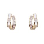 Aretes de concha de doble capa con aretes de diamantes, EH1379 - Imagen 3