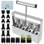 El bloqueador de suelo de plántulas de mano hace cuatro bloques de suelo de 2 por 2 pulgadas para la preparación del jardín, Four 2 by 2 Inches