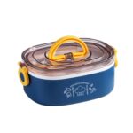 XC-540-541 Fiambrera con aislamiento de oficina portátil dividida ovalada de gran capacidad, 600ml (Stainless Blue)