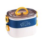 XC-540-541 Fiambrera con aislamiento de oficina portátil dividida ovalada de gran capacidad, 1.2L (Plastic Blue)