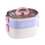 XC-540-541 Fiambrera con aislamiento de oficina portátil dividida ovalada de gran capacidad, 1.2L (Plastic Purple)
