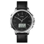 SKMEI 1652 Reloj masculino de aleación de cuero deportivo de doble movimiento, Black Shell White Machine