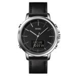 SKMEI 1652 Reloj masculino de aleación de cuero deportivo de doble movimiento, Black Shell Black Machine