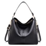 7871 Bolso tote de cuero ajustable de gran capacidad Bolso de hombro con múltiples compartimentos, Black