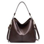 7871 Bolso tote de cuero ajustable de gran capacidad Bolso de hombro con múltiples compartimentos, Coffee
