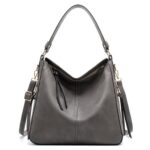 7871 Bolso tote de cuero ajustable de gran capacidad Bolso de hombro con múltiples compartimentos, Grey