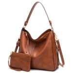 7871 Bolso tote de cuero ajustable de gran capacidad Bolso de hombro con múltiples compartimentos, 2-In-1 Brown