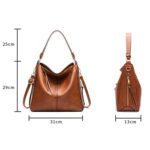 7871 Bolso tote de cuero ajustable de gran capacidad Bolso de hombro con múltiples compartimentos, 2-In-1 Brown - Imagen 3