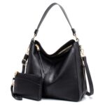7871 Bolso tote de cuero ajustable de gran capacidad Bolso de hombro con múltiples compartimentos, 2-In-1 Black