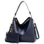 7871 Bolso tote de cuero ajustable de gran capacidad Bolso de hombro con múltiples compartimentos, 2-In-1 Blue