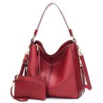 7871 Bolso tote de cuero ajustable de gran capacidad Bolso de hombro con múltiples compartimentos, 2-In-1 Red