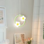 Candelabro de girasol cálido junto a la cama para habitación de niños, Round Green White Light