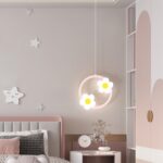 Candelabro de girasol cálido junto a la cama para habitación de niños, Round Pink Warm Light