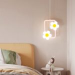Candelabro de girasol cálido junto a la cama para habitación de niños, Square Pink 3 Color Dimmer