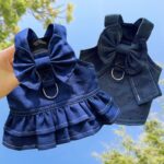 Pet Cat Denim falda pecho correa trasera para pasear perros, S - Imagen 2