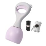 Pet Poop Picker Dog Walking Tools con bolsa de basura Caja de almacenamiento, 28cm Purple