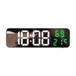 Reloj despertador LED Digital con pantalla de espejo 671, enchufe USB/batería de doble uso con pantalla de temperatura/humedad, 671 (Black Shell White Green)