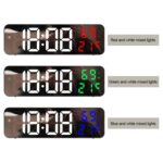 Reloj despertador LED Digital con pantalla de espejo 671, enchufe USB/batería de doble uso con pantalla de temperatura/humedad, 671 (Black Shell White Green) - Imagen 2