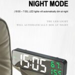 Reloj despertador LED Digital con pantalla de espejo 671, enchufe USB/batería de doble uso con pantalla de temperatura/humedad, 671 (Black Shell White Green) - Imagen 6