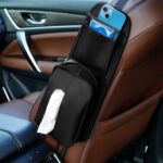 Bolsillo lateral de almacenamiento para el asiento del coche, soporte colgante de cuero para pañuelos