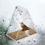 Jaula de acrílico para pájaros, caja transparente para mascotas, comedero triangular para pájaros - Imagen 4