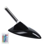 Aleta de tiburón solar para automóvil con luz de advertencia LED de antena, Black with Remote Control