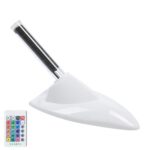 Aleta de tiburón solar para automóvil con luz de advertencia LED de antena, White with Remote Control