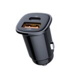 Cargador de coche de carga súper rápida USB de doble puerto PD 30W, 30W Black