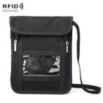 ZD-WM-06 RFID Bolsa de cuello colgante Bolsa de pasaporte Bolsa de identificación de mensajero antiescaneado antimagnético, ZD-WM-06 Black, ZD-WM-06 Beige Yellow