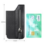 Titular de la tarjeta de identificación del teléfono PU cuero solapa cremallera cartera tarjetero bolsa funda adhesiva - Imagen 4