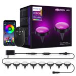 SKS-JZ-13 DC 12V 10m 15 LEDs Bluetooth RGB Cadena de luces para césped Luces LED enterradas a prueba de agua, UK Plug