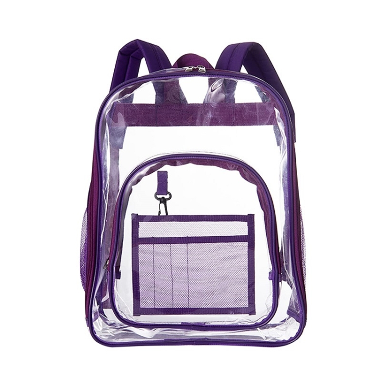 TBD0603648901.jpg Mochila impermeable transparente de PVC Mochila escolar para estudiantes, Large Purple - Imagen 1