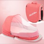 706 Mochila Cuna móvil portátil Cama de bebé plegable multifuncional, Pink+Sunshade